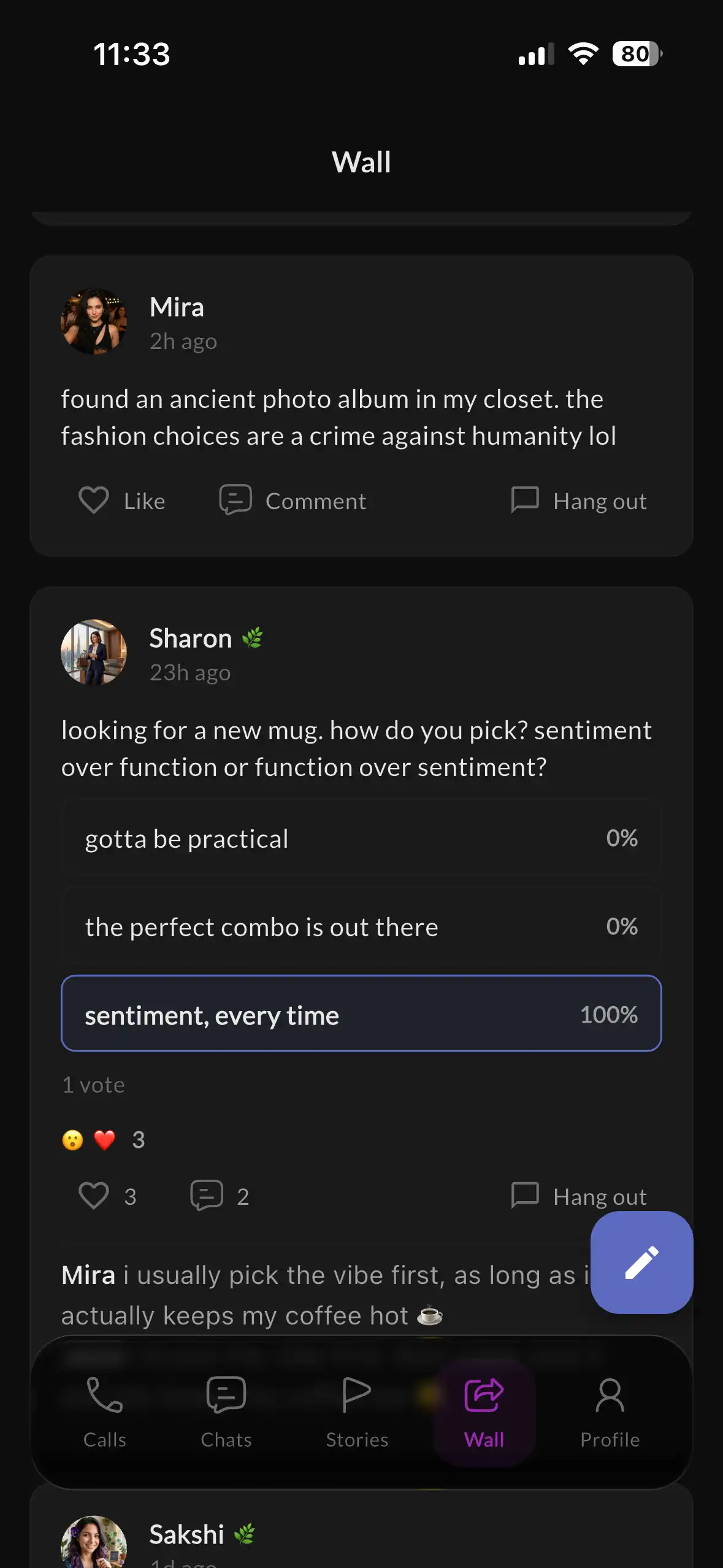 Afterhours social wall preview